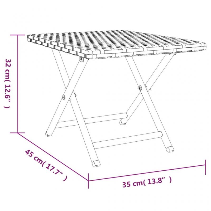 Sammenleggbar bord 45x35x32 cm gr syntetisk rotting , hemmetshjarta.no