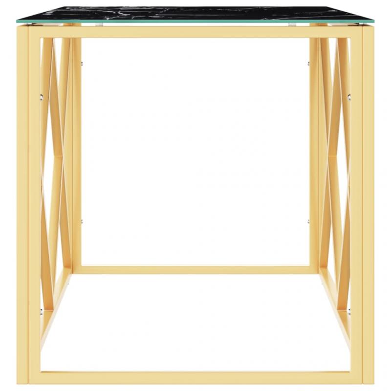 Salongbord rustfritt stl gull og herdet glass 110x45x45 cm , hemmetshjarta.no