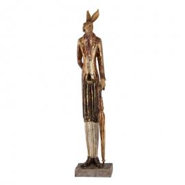 Dekorasjon Statue Kanin Gull 11x9x51 cm , hemmetshjarta.no