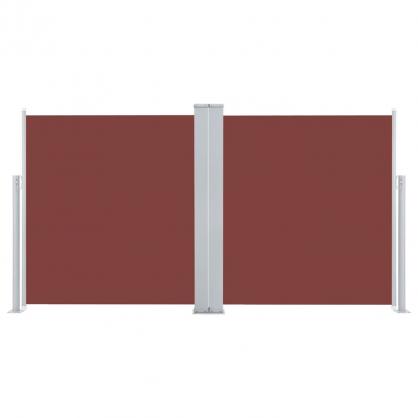 Uttrekkbar sidemarkise for uteplass brun 100x600 cm dobbel , hemmetshjarta.no