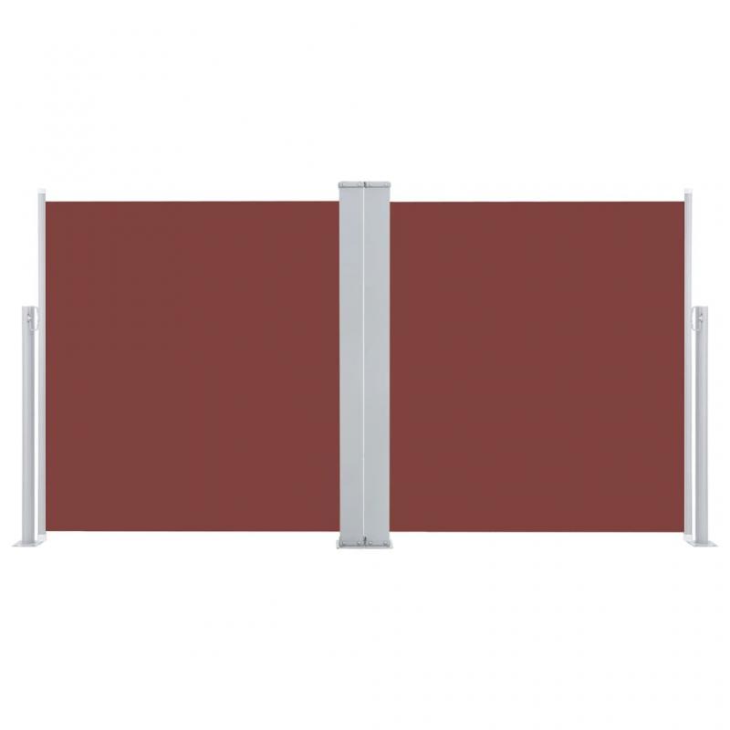 Uttrekkbar sidemarkise for uteplass brun 100x600 cm dobbel , hemmetshjarta.no