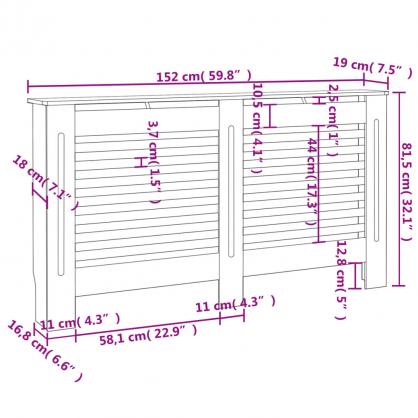 Radiatordeksel MDF horisontale lameller sort 152x19x81,5 cm , hemmetshjarta.no