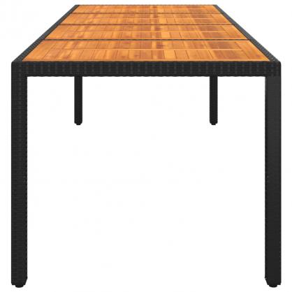Spisebord for hage 250x100x75 cm akasietre og kunstrotting sort , hemmetshjarta.no