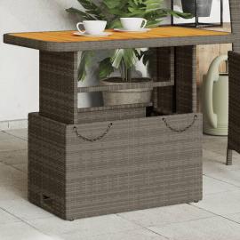 Spisebord for hage 90x55x71 cm grå kunstrotting og akasietre , hemmetshjarta.no