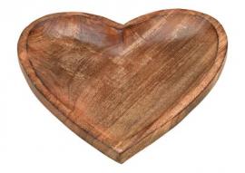 Dekorativ skål Hjerte mangotre brun (B/H/D) 26x3x26cm , hemmetshjarta.no