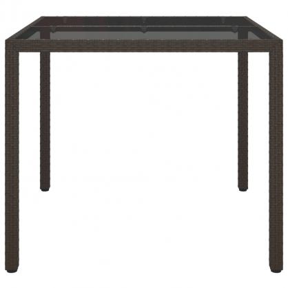 Spisebord for hage herdet glass 90x90x75 cm og kunstrotting brun , hemmetshjarta.no