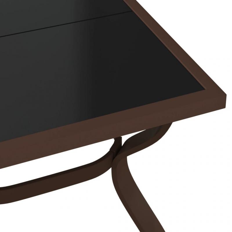 Spisebord for hage 140x70x70 cm brunt stl og glass brunt og sort , hemmetshjarta.no