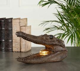A Lot Dekoration - Bordlampe Krokodille Brun Poly , hemmetshjarta.no