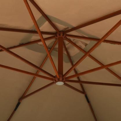 Fritthengende parasoll med trestang 400x300 cm taupe , hemmetshjarta.no