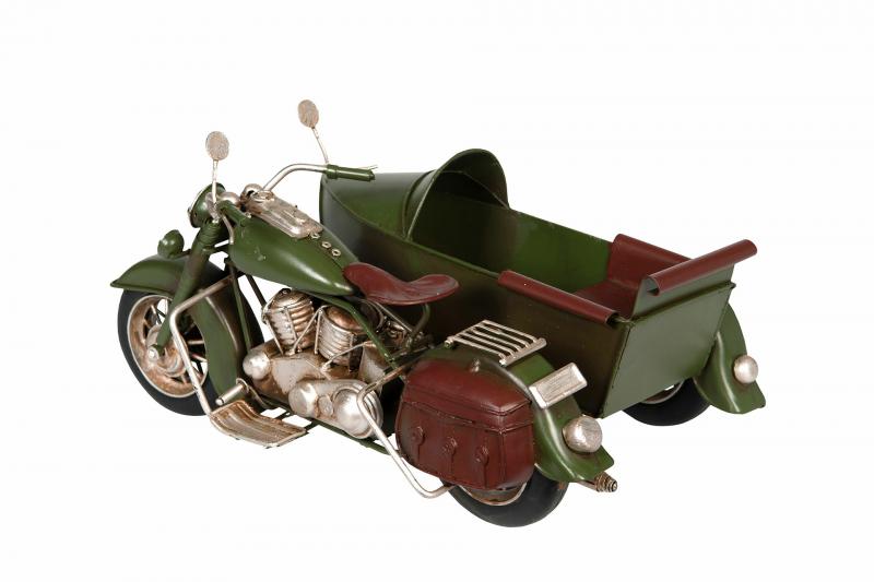 A Lot Decoration - Metalldekorasjon Motorsykkel Sidevogn Grnn Metall 19x27x15cm , hemmetshjarta.no