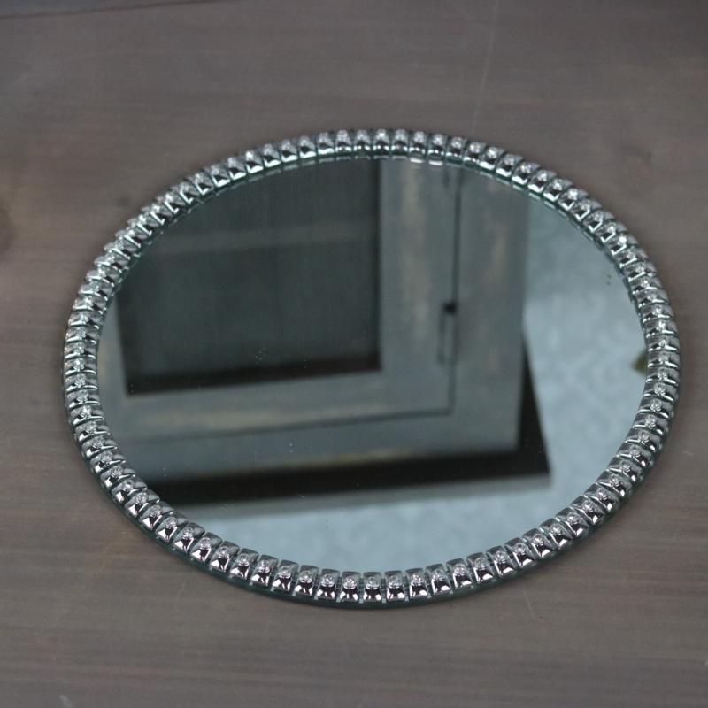 Lysfat Speil med perlekant 25 cm , hemmetshjarta.no