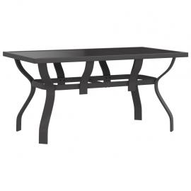 Spisebord for hage 140x70x70 cm grå stål og glass grå og sort , hemmetshjarta.no