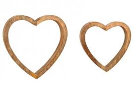 Dekorative hjerter 2-pack brun mangotre (B/H/D) 22x22x3cm 29x28x3cm , hemmetshjarta.no