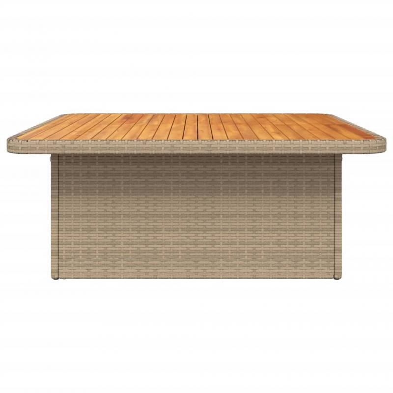 Spisebord for hage 110x110x71 cm beige kunstrotting og akasietre , hemmetshjarta.no