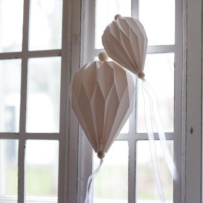 Papirballong med tyremser 60 cm - vit , hemmetshjarta.no