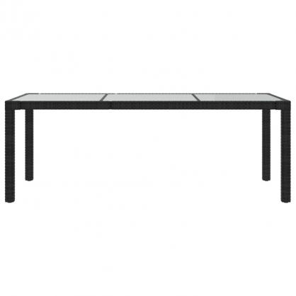 Spisebord for hage herdet glass 190x90x75 cm og kunstrotting sort , hemmetshjarta.no