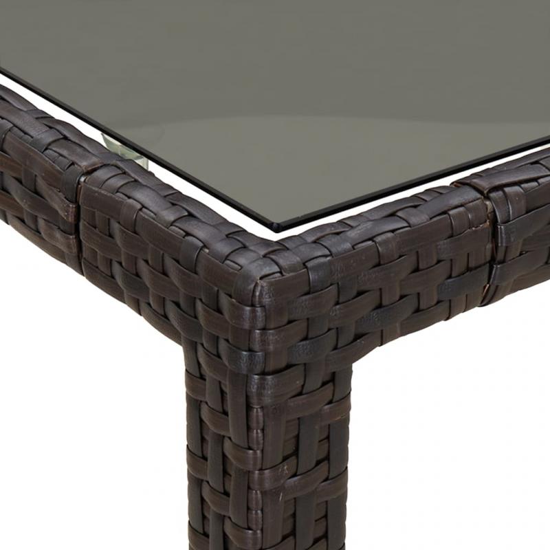 Spisebord for hage herdet glass 190x90x75 cm og kunstrotting brun , hemmetshjarta.no