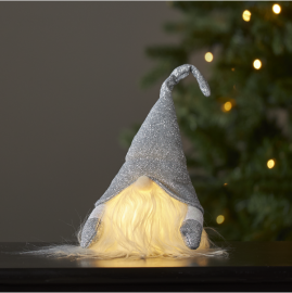 Julepynt LED Joylight Nisse 28 cm Sølv , hemmetshjarta.no