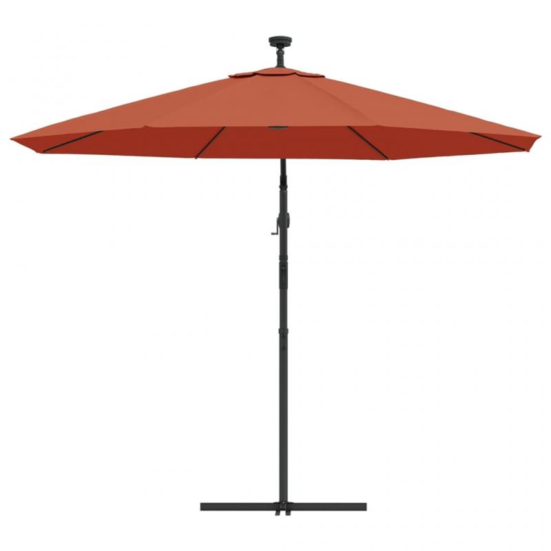 Fritthengende parasoll med stang og LED terrakotta 300 cm , hemmetshjarta.no