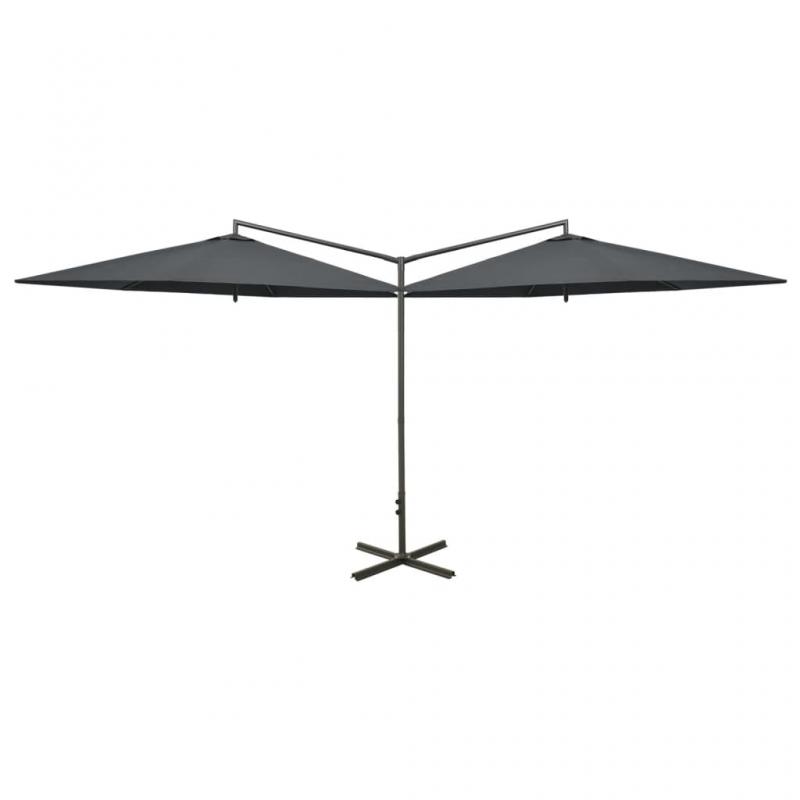 Dobbel parasoll med stlstang antrasitt 600 cm , hemmetshjarta.no