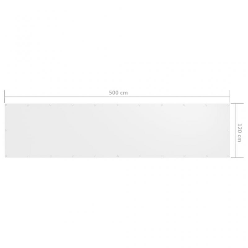 Balkongskjerm hvit 120x500 cm oxfordstoff , hemmetshjarta.no
