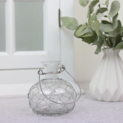 Vase/lysestake Romance med nett 9,5 cm , hemmetshjarta.no