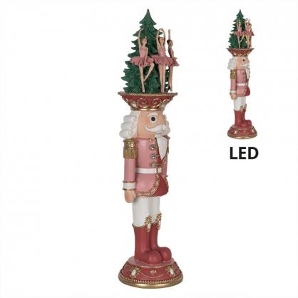 Julepynt Ntteknekker med LED-belysning 62 cm Rosa Polyresin , hemmetshjarta.no