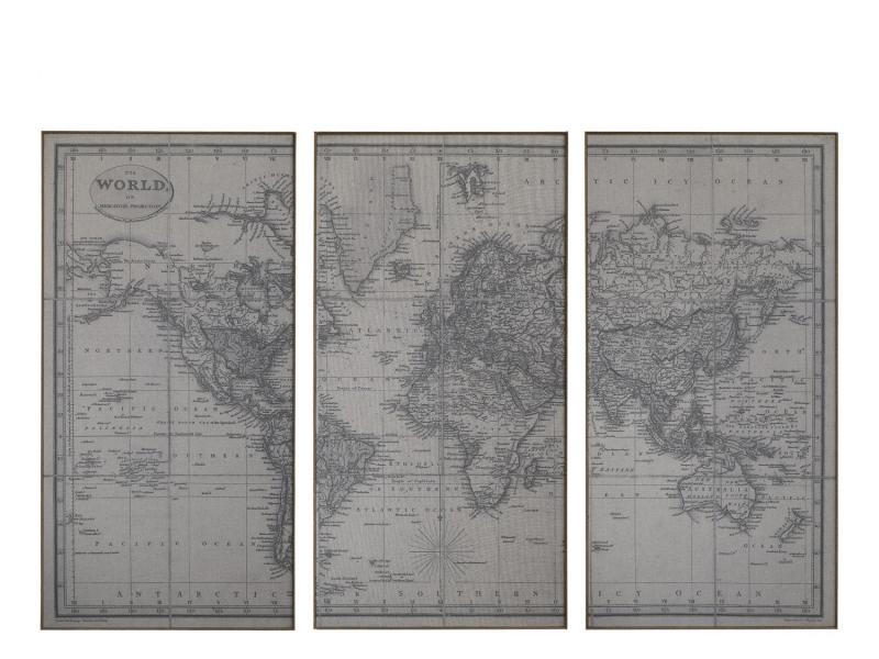 Chic Antique Bilde verdenskart sett p 3 H101 / L153 / W3.5 cm , hemmetshjarta.no