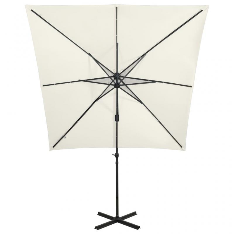 Fritthengende parasoll med stang og LED sand 250 cm , hemmetshjarta.no