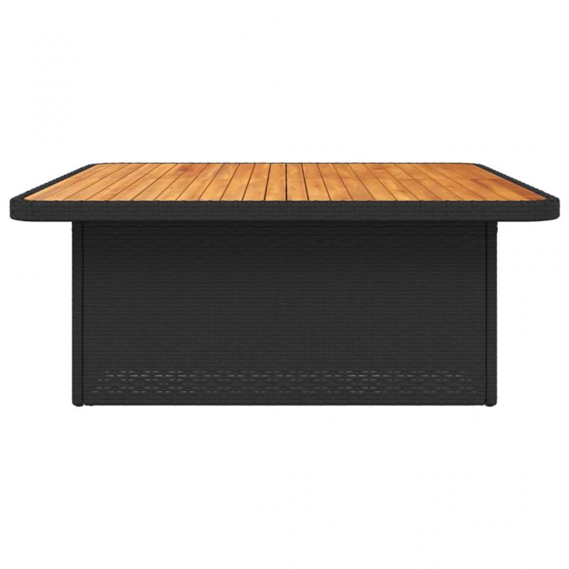 Spisebord for hage 110x110x71 cm sort kunstrotting og akasietre , hemmetshjarta.no