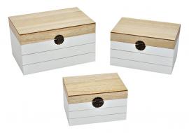 Oppbevaringsboks 3-pack tre beige hvit (B/H/D) 30x20x17 25x18x15 20x15x12 cm , hemmetshjarta.no