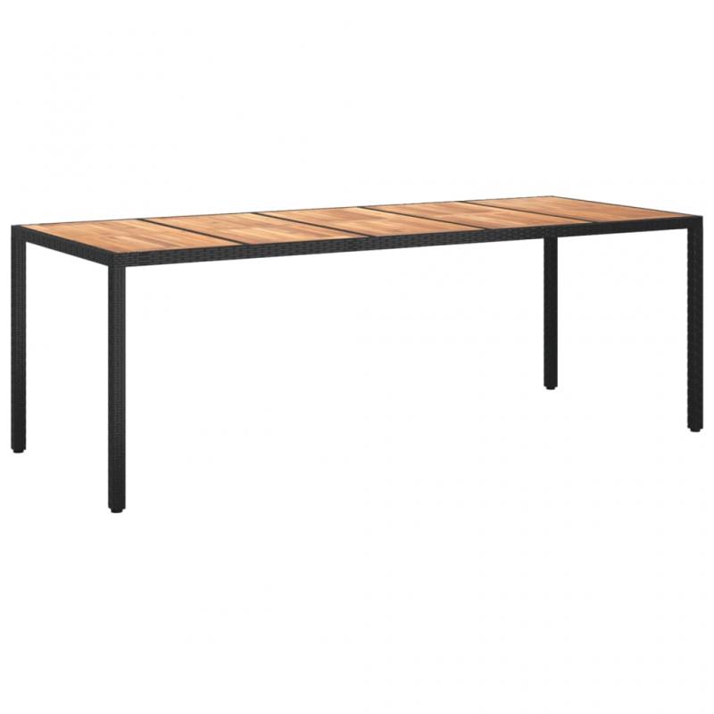 Spisebord for hage 250x100x75 cm sort kunstrotting , hemmetshjarta.no