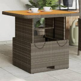 Spisebord for hage 80x80x71 cm grå kunstrotting og akasietre , hemmetshjarta.no