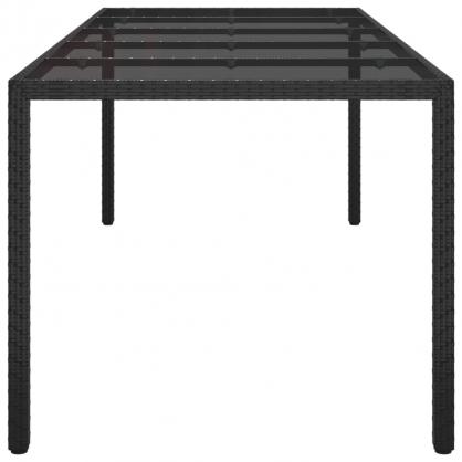 Spisebord for hage herdet glass 250x100x75 cm svart og kunstrotting , hemmetshjarta.no
