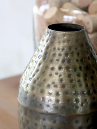 Vase til dekorasjon antikk messing H15,5/D10 cm , hemmetshjarta.no
