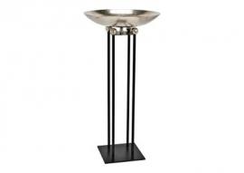 Pidestall med skål laget av metall sølv sort (B/H/D) 49x98x49cm , hemmetshjarta.no