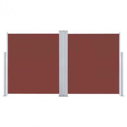 Uttrekkbar sidemarkise for uteplass brun 140x600 cm dobbel , hemmetshjarta.no