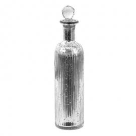 Dekorativ flaske med glasskork Ø 7x H 26 cm Antikk sølv , hemmetshjarta.no