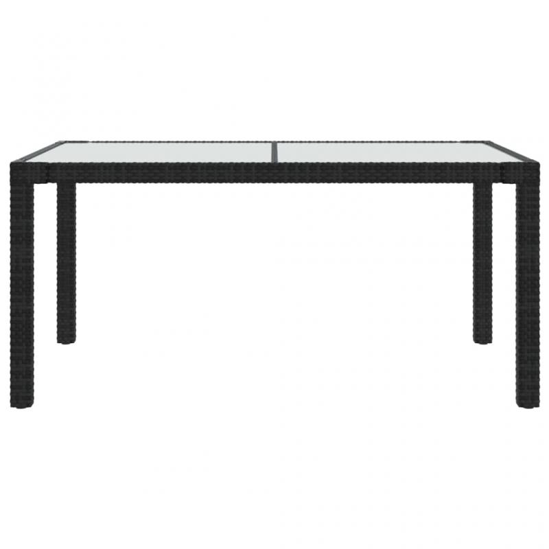 Spisebord for hage herdet glass 150x90x75 cm og kunstrotting sort , hemmetshjarta.no