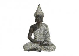 Dekorasjon Buddha grå sittende polyresin (B/H/D) 17x24x10 cm , hemmetshjarta.no