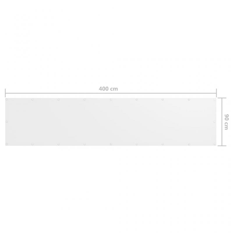 Balkongskjerm hvit 90x400 cm oxfordstoff , hemmetshjarta.no