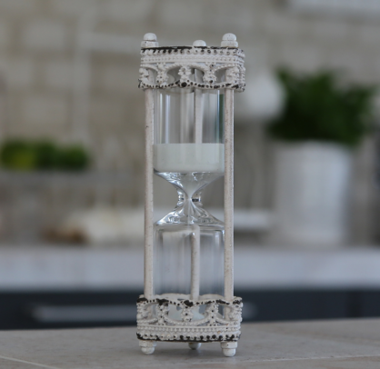 Chic Antique Timeglass 5 min. H15 / 5 cm antikk krem , hemmetshjarta.no
