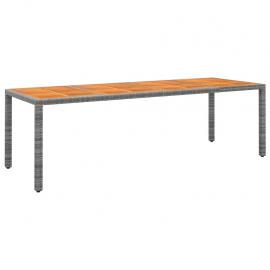 Spisebord for hage 250x100x75 cm grå kunstrotting og akasietre , hemmetshjarta.no