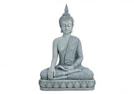 Dekorasjon Buddha XL grå sittende polyresin (B/H/D) 26x39x14 cm , hemmetshjarta.no