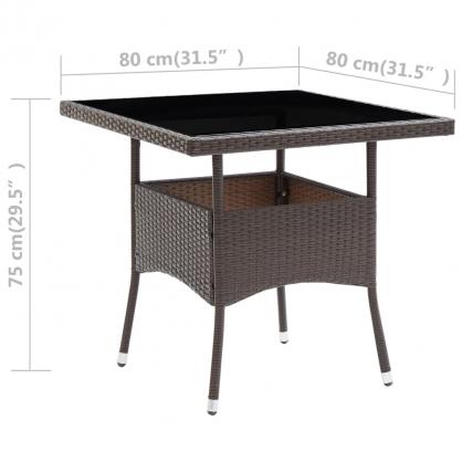 Spisebord for hage 80x80x75 cm brun kunstrotting , hemmetshjarta.no