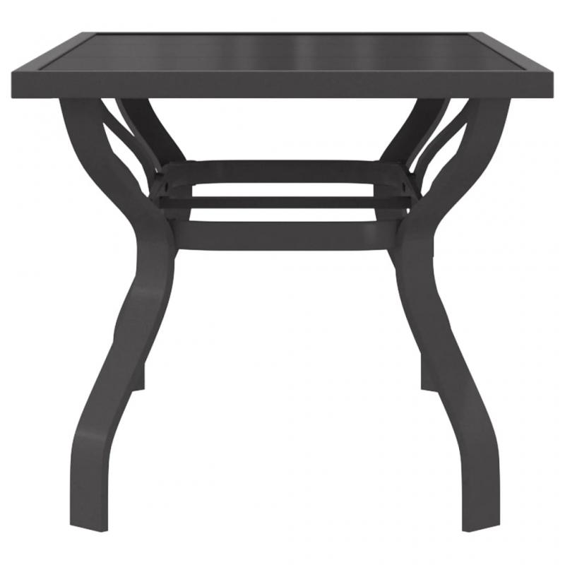 Spisebord for hage 140x70x70 cm gr stl og glass gr og sort , hemmetshjarta.no