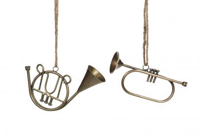 A Lot decoration Trumpet Hang Messing Mix 12cm 2-pack , hemmetshjarta.no