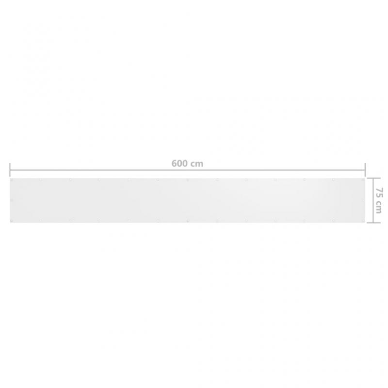 Balkongskjerm hvit 75x600 cm oxfordstoff , hemmetshjarta.no
