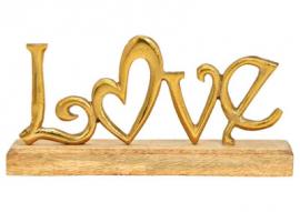 Dekorasjonsbokstaver LOVE mangotre metall Gull (B/H/D) 25x12x5cm , hemmetshjarta.no