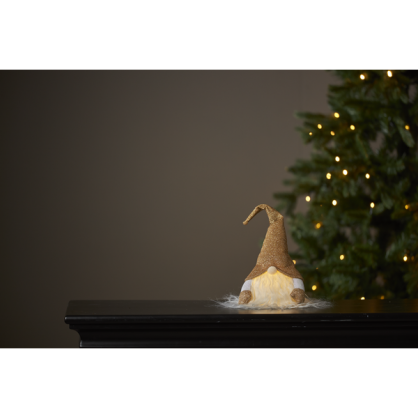 Julepynt LED Joylight Nisse 28 cm Gull , hemmetshjarta.no